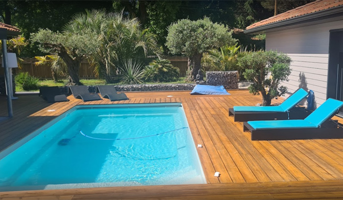 Aménagement extérieur Messanges, Terrasse piscine en bois Capbreton, Seignosse et Moliets-et-Maa